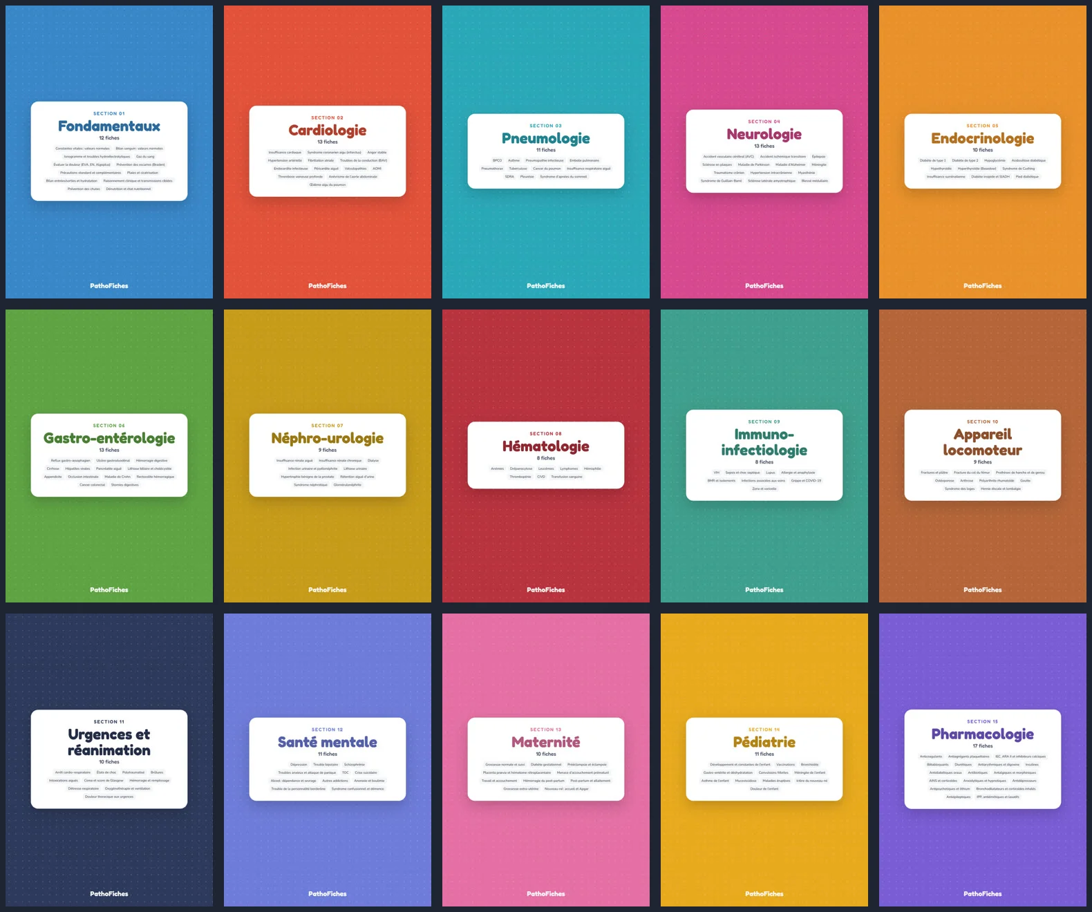 Les 15 sections de PathoFiches